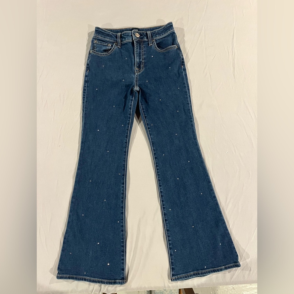 Gap kids girls flare diamond studded blue jeans size 10